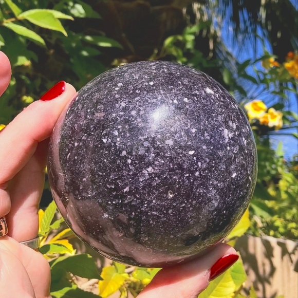 Big Ultra Sparkly Dark Purple Lepidolite Sphere - Picture 10 of 17